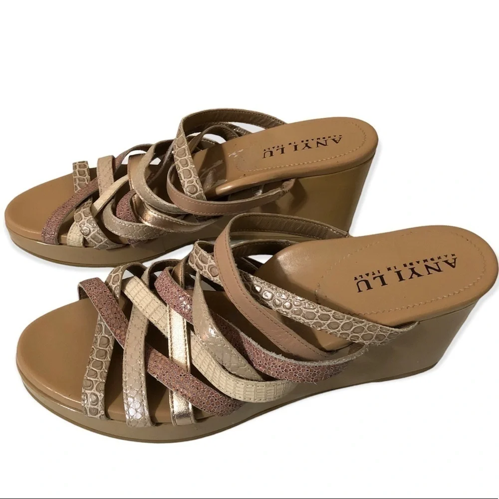 Anyi Lu strappy crisscross wedge sandals